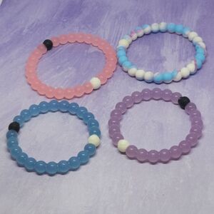 Lokai Set Of 4 Bracelets Pink-Blue-Purple-Cotton Candy Swirl